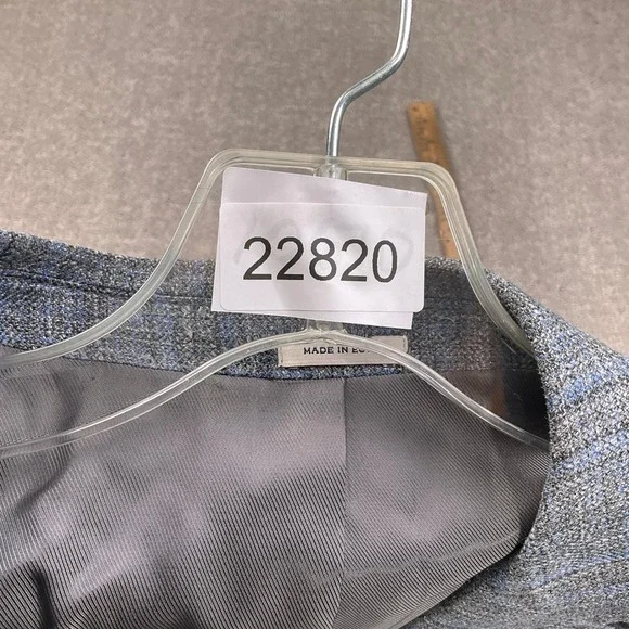 Joseph Abboud Blazer Mens 46R Gray Blue Plaid Heritage E Thomas Luxury Jacket